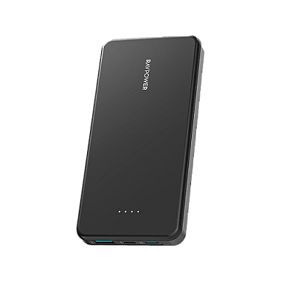 RavPower 1-Port USB-C and 1-Port USB-A 10000mAh Power Bank - Black