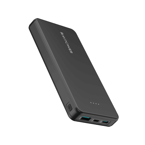 RavPower 1-Port USB-C and 1-Port USB-A 10000mAh Power Bank - Black