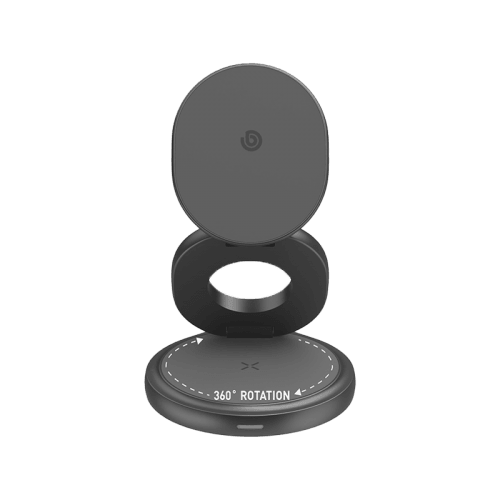 Bazic GoMag Gyre 360 Rotating Base 3 in 1 Wireless Charger With Apple Watch & Airpods Charging - Gunmetal