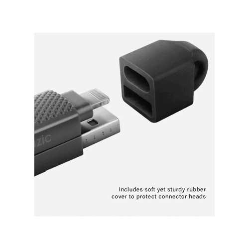 Bazic GoCharge Alucable 4 in 1 Input USB-A and USB-C to Output USB-C and Lightning Cable 1m - Black