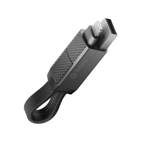 Bazic GoCharge Alucable 4 in 1 Input USB A and USB-C to Output USB-C and Lightning Cable 15cm - Black