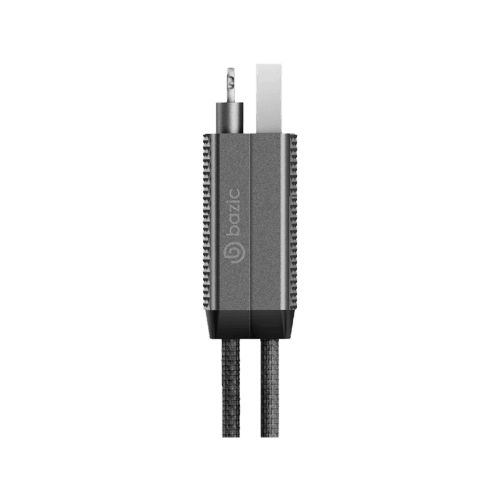 Bazic GoCharge Alucable 4 in 1 Input USB A and USB-C to Output USB-C and Lightning Cable 15cm - Black