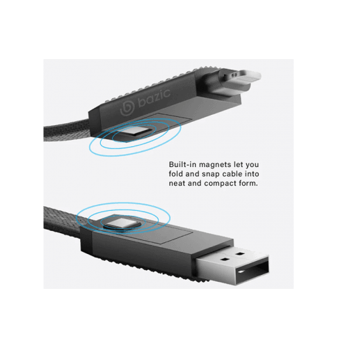 Bazic GoCharge Alucable 4 in 1 Input USB A and USB-C to Output USB-C and Lightning Cable 15cm - Black