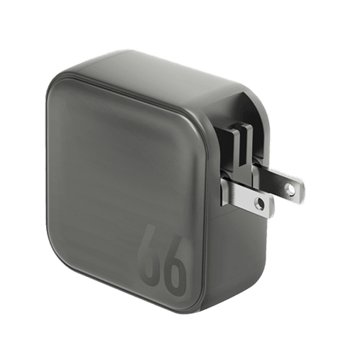 Energea TravelWorld 2-Port USB-C PD and 1-Port USB-A GaN 66W Travel Adapter - Gunmetal