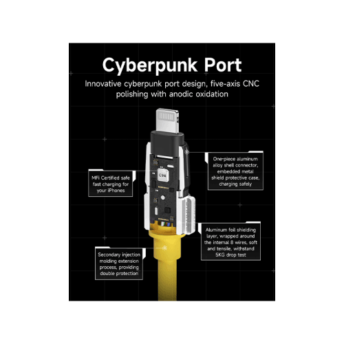 Sharge Phantom USB-C to Lightning 480Mbps 20W Cable 1.2M - Yellow