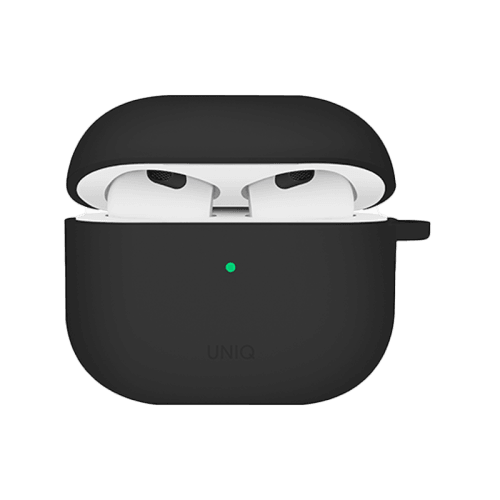 Uniq Nexo Active Hybrid Silicone Airpods 4th Gen Case With Sports Ear Hooks - Black
