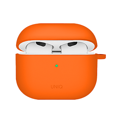 Uniq Nexo Active Hybrid Silicone Airpods 4th Gen Case With Sports Ear Hooks - Volt Orange