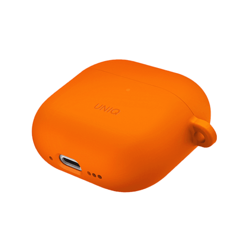 Uniq Nexo Active Hybrid Silicone Airpods 4th Gen Case With Sports Ear Hooks - Volt Orange