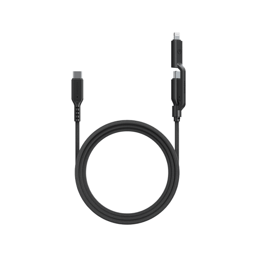 Energea Flow Duo USB-C to USB-C + Lightning 480Mbps 240W 1.5m Cable - Black