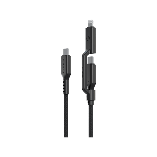 Energea Flow Duo USB-C to USB-C + Lightning 480Mbps 240W 1.5m Cable - Black