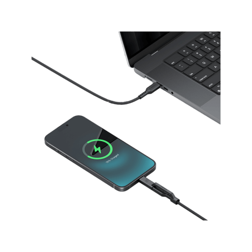 Energea Flow Duo USB-C to USB-C + Lightning 480Mbps 240W 1.5m Cable - Black