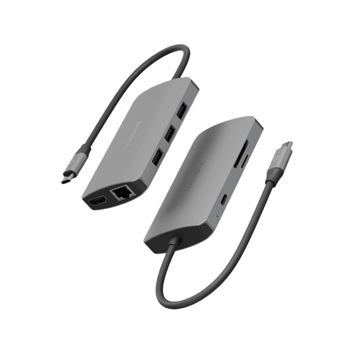 Energea AluHub HD Pro 2, 8 in 1 Aluminum Alloy USB-C Hub - Gunmetal