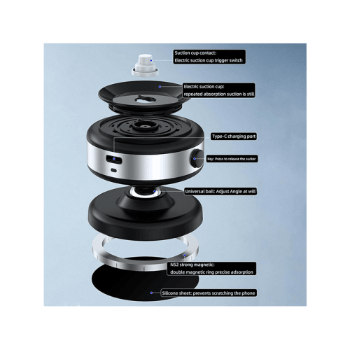 Sky 360 Rotating Vacuum Suction Magnetic Phone Holder Without Gravity - Silver