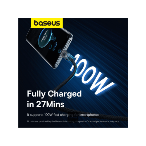 Baseus Unbreakable Series USB-A to USB-C 100W Fast Charging Cable 1m - Cluster Black