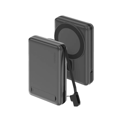 Energea MagPac Pro Plus With MagSafe 10000mAh Power Bank With Built-in Cable and Stand - Gunmetal