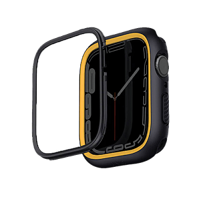 Uniq Moduo Case For Apple Watch With Interchangeable Bezel 45/44 mm - Black/Mustard