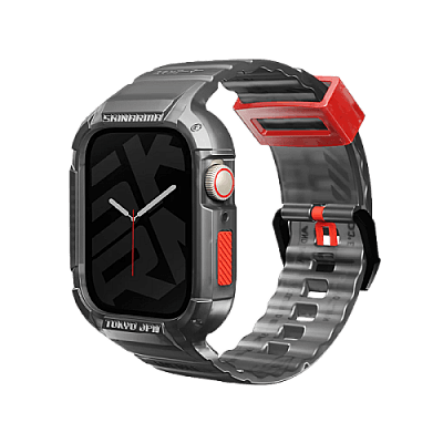 Skinarma Saido 2 in 1 Strap For Apple Watch With Case 45/44mm - Smoke