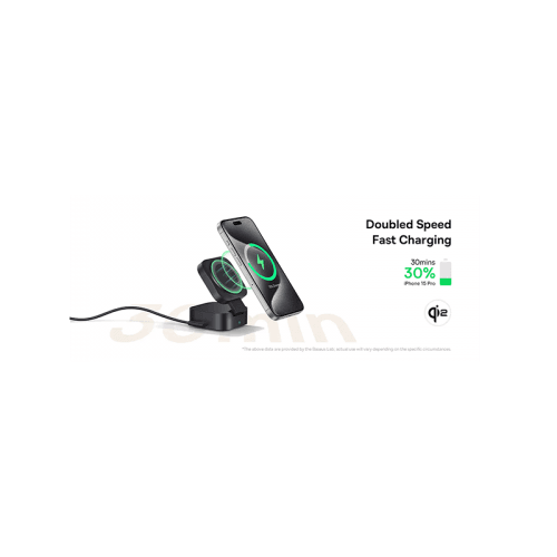 Baseus PicoGo Series 2-in-1 Qi2 67W Magnetic Wireless Charger - Cosmic Black (USB-C to USB-C 100W Cable Included)