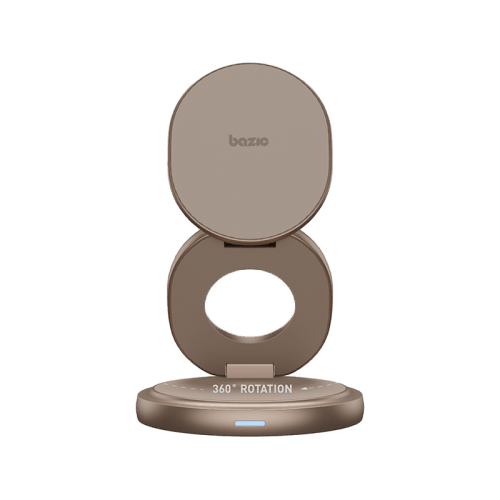 Bazic GoMag Gyre 360 Rotating Base 3 in 1 Wireless Charger With Apple Watch & Airpods Charging - Gold