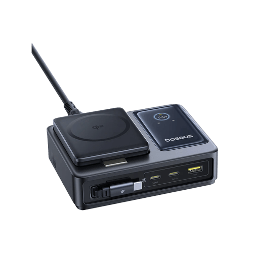 Baseus Nomos Qi2 140W 5-in-1 Desktop Charger With Digital Display - Cosmic Black