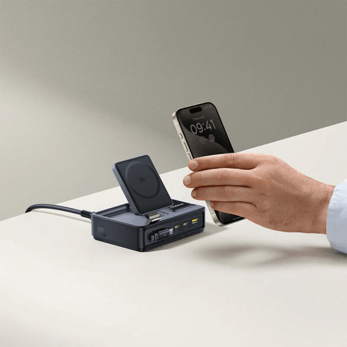 Baseus Nomos Qi2 140W 5-in-1 Desktop Charger With Digital Display - Cosmic Black