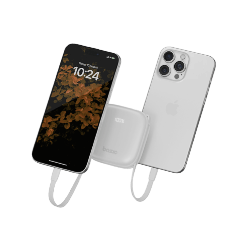 Bazic GoPower Fusion 4 in 1 Power Bank With Build in USB-C And Lightning Cable 10000mAh - Vanilla