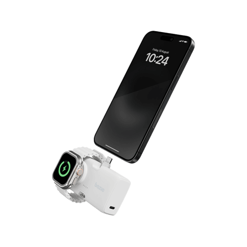 Bazic GoPower Koda 2 in 1 Power Bank With Foldable USB-C /Lightning Pin And Apple Watch Charger 5000mAh - Vanilla