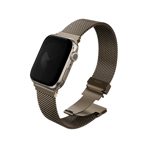 Uniq Dante Pro Self-Adjustable Mesh Steel Strap For Apple Watch 49mm - Ember Gold