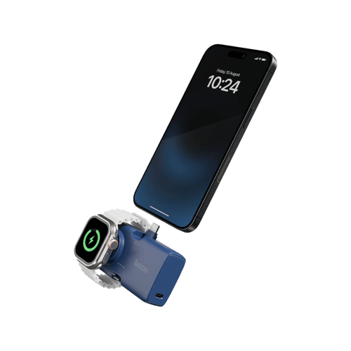 Bazic GoPower Koda 2 in 1 Power Bank With Foldable USB-C /Lightning Pin And Apple Watch Charger 5000mAh - Blueberry