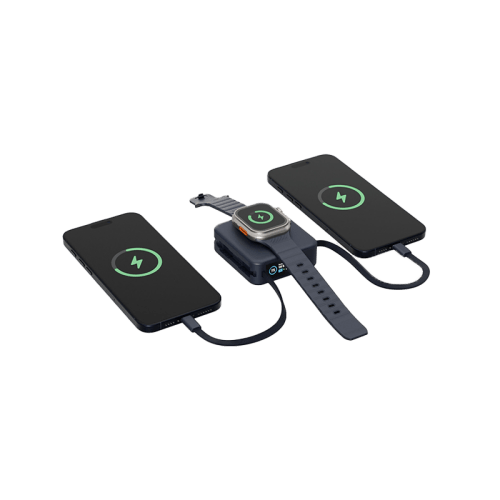 Energea Magpac Mini Plus Wireless Power Bank 10000mAh With Build in USB-C Cable & Display - Blue