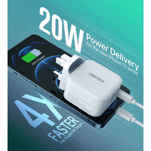 Choetech Dual USB-C + USB-A 38W Charger - White