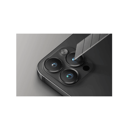 Uniq Optix Stainless Steel Frame Sapphire Camera Lens Protector for iPhone 15 Pro Max - Gunmetal Black
