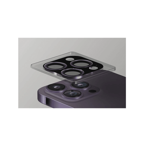 Uniq Optix Stainless Steel Frame Sapphire Camera Lens Protector for iPhone 15 Pro Max - Gunmetal Black