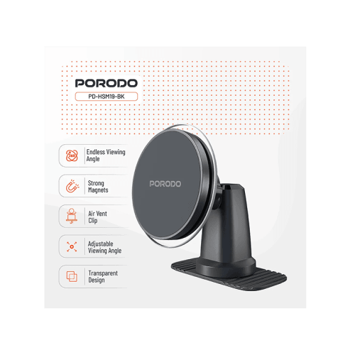 Porodo 2 In 1 Magsafe Magnetic Air Vent & Dash Mount - Black
