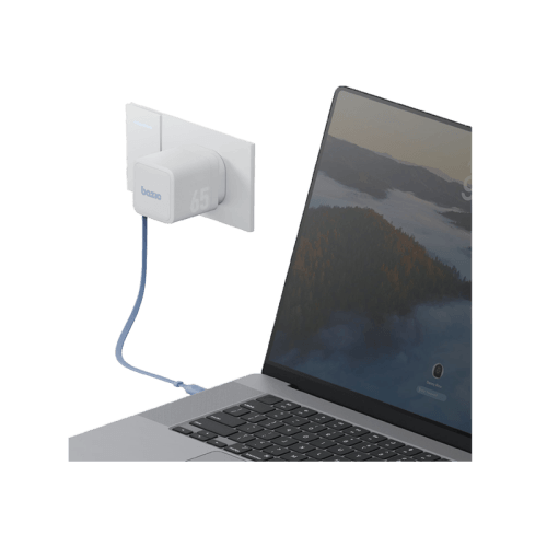 Bazic GoPort Retrek 1-Port USB-C & Built-In USB-C Cable 65W GaN - White