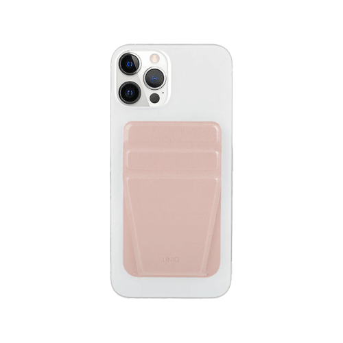 Uniq Lyft Wallet Magnetic Snap-on Stand and Card Holder for iPhone - Blush Pink