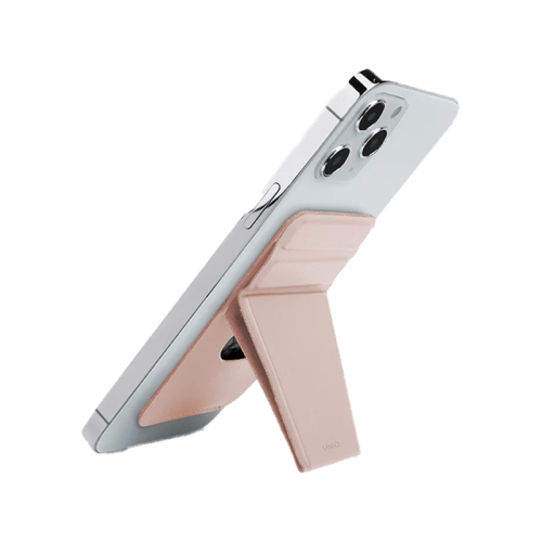 Uniq Lyft Wallet Magnetic Snap-on Stand and Card Holder for iPhone - Blush Pink
