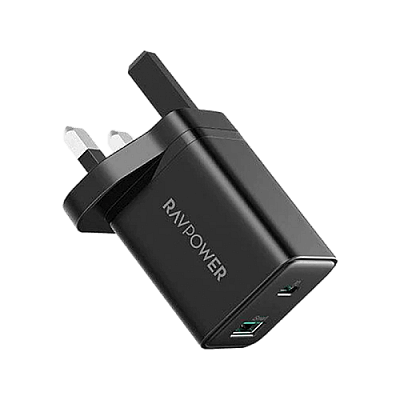 RavPower USB-C + USB-A 30W PD Wall Charger - Black