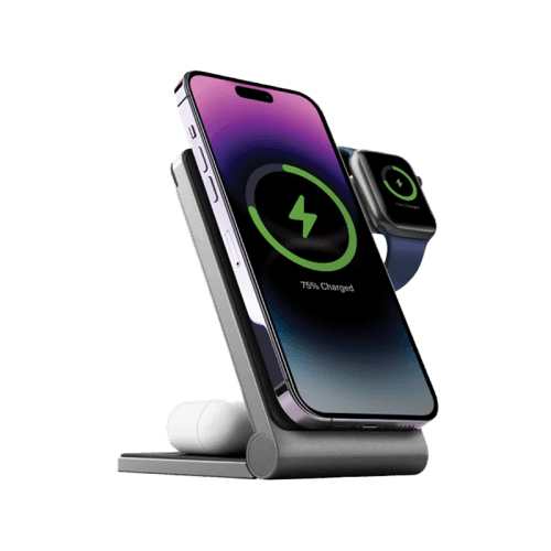 Energea MagTrio 3 IN 1 Foldable Magnetic Fast Wireless Charger - Gunmetal