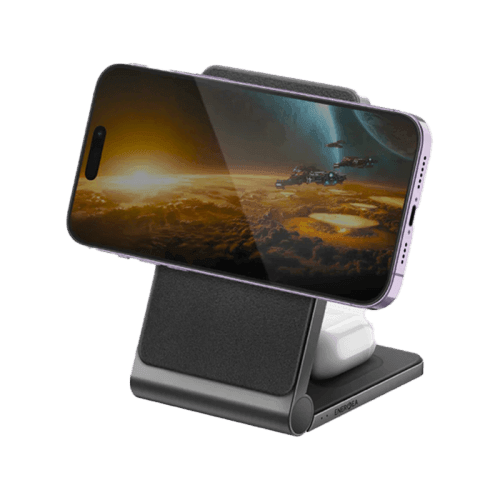 Energea MagTrio 3 IN 1 Foldable Magnetic Fast Wireless Charger - Gunmetal