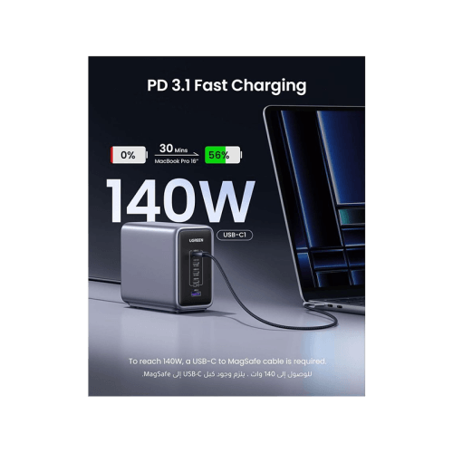 Ugreen Nexode 4-Port USB-C and 1-Port USB-A 300W GaN Wall Charger - Space Grey