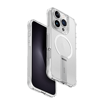 Uniq Hybrid Eleva MagSafe Case with Vertical Stand for iPhone 16 Pro – Lucent Clear