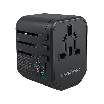 RavPower Pioneer 2-Port USB-A and 1-Port USB-C 20W Travel Charger - Black