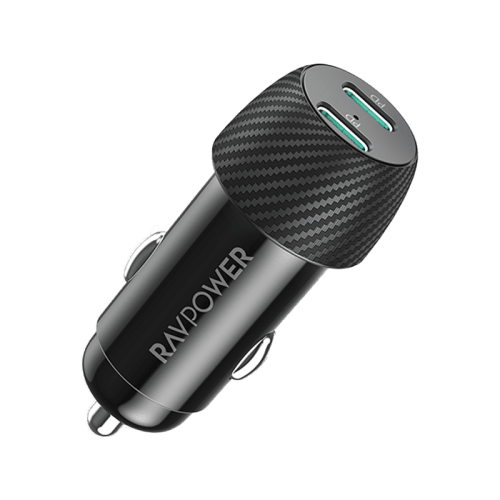 RavPower 2 - Port USB-C PD 50W Car Charger - Black