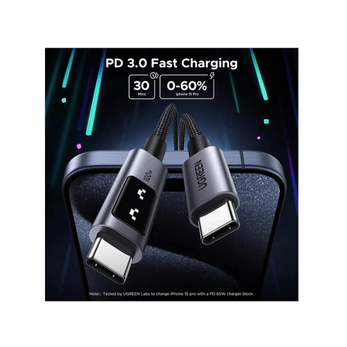 Ugreen Uno USB-C to USB-C 480Mbps 100W Fast Charging Cable 1m (5A Max) - Black