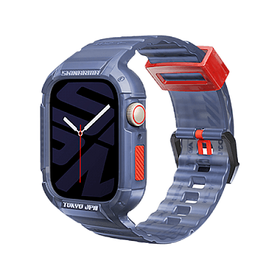 Skinarma Saido 2 in 1 Strap For Apple Watch With Case 45/44MM - Dark Blue