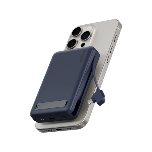 Energea MagPac Pro Plus MagSafe 10000mAh Power Bank  Built-In USB-C Cable With Built In Stand - Blue