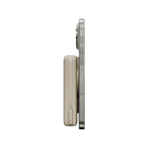 Energea MagPac Pro Plus MagSafe 10000mAh Power Bank  Built-In USB-C Cable With Built In Stand - Sand