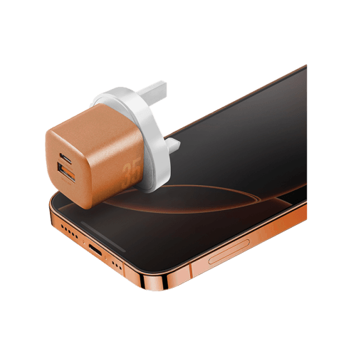 Energea AmpCharge 1-Port USB-C & 1-Port USB-A GaN 35W Wall Charger - Orange