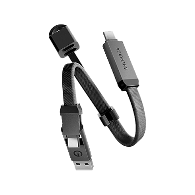 Energea Sheath Key  2-IN-1 USB-C to USB-C + USB-A 480Mbps with 60W Cable 15CM - Gunmetal